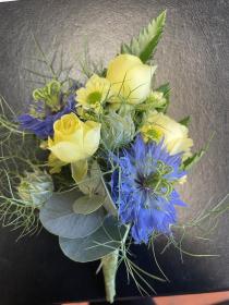 Creams and Blue Buttonhole 