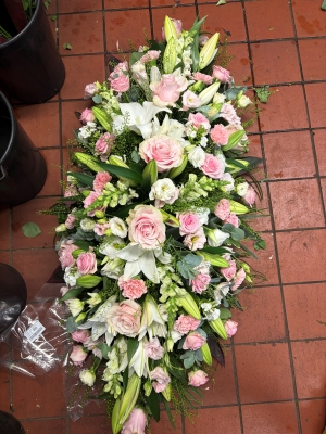 Pink and White Coffin Spray