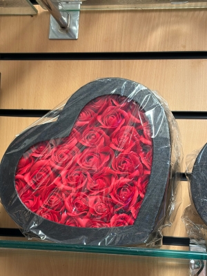Silk Red Rose Heart Box
