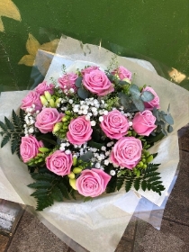Roses & Gyp Hand Tied Bouquet