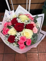 Pinks, reds and white Handtied
