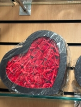 Silk Red Rose Heart Box